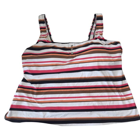 Beach House Woman 22W Striped Padded Tankini Top & Black Bottoms Swim Set NWT - Picture 2 of 15